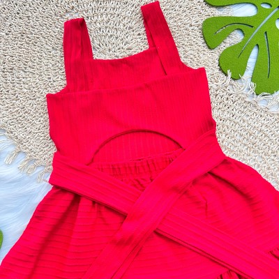  Vestido com Pingente de Coração e Detalhe nas Costas - Vermelho
